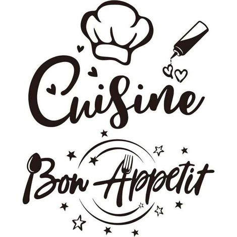 Stickers Muraux Autocollant Texte Française Cuisine et Bon Appetit Citation Restaurant Salle à Manger Décoration Home Décalque Wall Sticker DIY Peinture Chambre Salon (1/4)