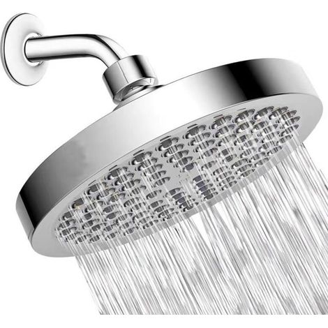 Cabezal de ducha redondo de alta presión de 15 cm en acero inoxidable 304 para una ducha cómoda con baja presión de agua - Montaje en pared o techo (cromado) -Crezuo
