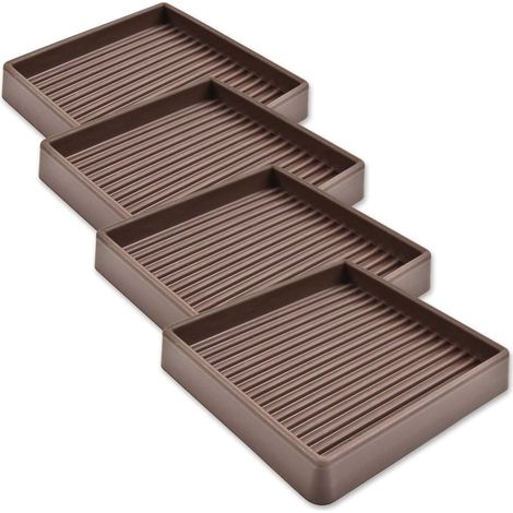 3x3 Zoll quadratische Gummi-Möbelrollengleiter, rutschfeste Möbelmatten, Bettgitter, Bodenschoner, Anti-Rutsch-Funktion - schützt den Boden (Braun, 4 Stück). (1/5)