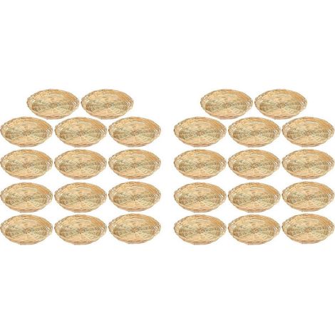 Set mit 20 handgewebten Bambus-Tellerhaltern (25 cm), wiederverwendbar, perfekt für Partys, Picknicks und Grillfeste. (1/5)