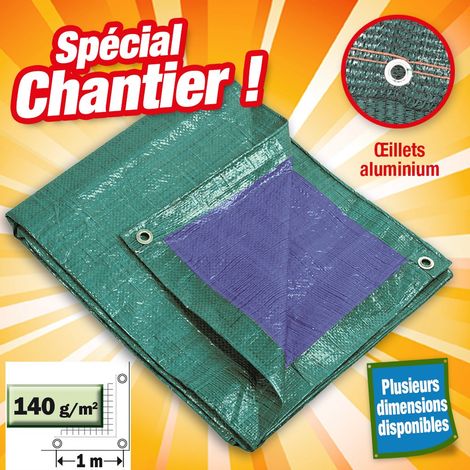 Bâche OUTIROR qualité chantier ultra solide en 140 gr/m2 Dimensions: 4m X 5m (1/2)