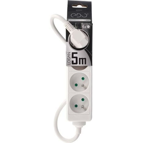Rallonge électrique multiprise d'intérieur 4 prises avec terre 5m 16A 3680W blanc LOGAN White 4 - EDO Solutions (1/4)