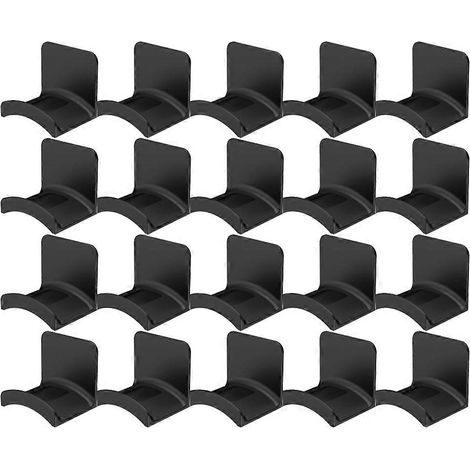 Lot de 20 supports adhésifs universels pour casque audio, à fixer au mur ou sur un bureau ou un PC. Installation facile et sans dommage. Noir. (1/5)