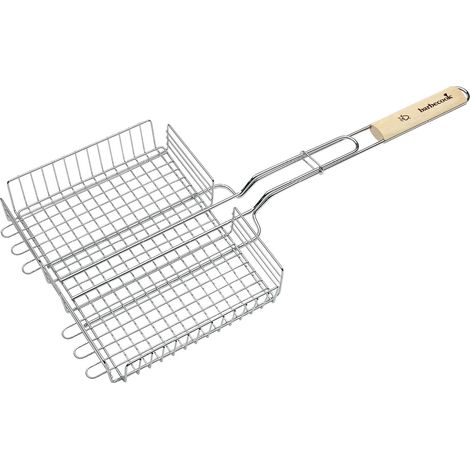 barbecook Cestello a Doppia Griglia FSC, Accessori Barbecue, Utensile per Barbecue, Griglia Barbecue per Carne e Verdure, Facile da Pulire, Argento (1/4)