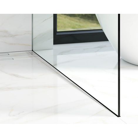 Profilo laterale destro inclinato per vetro doccia 8-10mm a pavimento 40mm x 1800mm - argento lucido