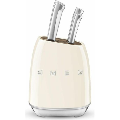 Smeg KBSF02CR Messerblock Creme Edelstahl 6 Teile