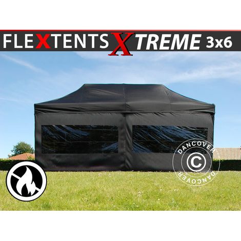 Pop up gazebo FleXtents Xtreme 50 3x6 m Black, Flame retardant incl. 6 sidewalls (1/2)