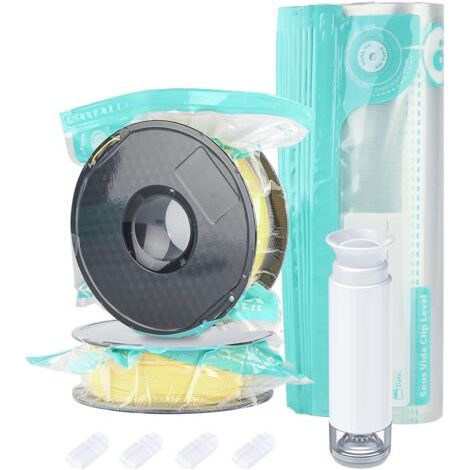 Sac Sous Vide Pour Filaments 3d éTanche à L'Humidité, 10pcs Sacs ScelléS Sous Vide RéUtilisables Avec Pompe Manuelle/Clips Pour ProtéGer Pla Abs Petg Tpu, 21.2 Cup (30×40cm) (1/5)