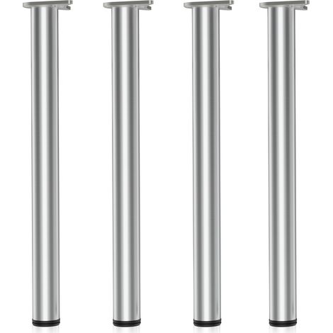 Wiltec Edelstahl Tischbein 4er Set Möbelfuss Verstellbar Ø60mm 710mm Nickel