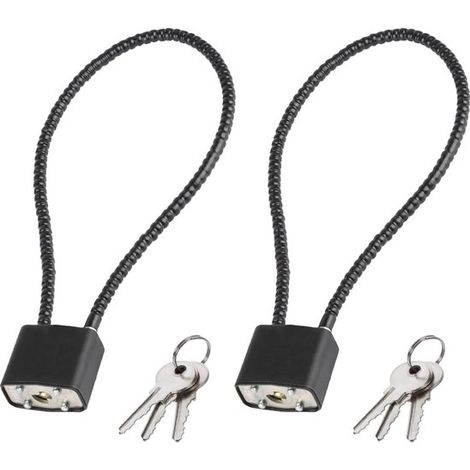 Autoschlösser 2er Set Stahlschlösser mit Schlüsseln Seilschlösser mit Schlüsseln Robuste Vorhängeschlösser mit langem Haken, für den Außenbereich (1/5)