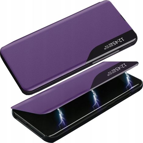 Funda elegante tipo libro de piel ecológica con función de soporte para iPhone 13 Pro Max, color morado. (1/5)