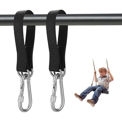 Sangles doubles pour hamac (50 cm) – peuvent supporter jusqu'à 400 kg et sont livrées avec des mousquetons conviennent aux balançoires de jardin, aux hamacs ou aux chaises suspendues. (1/5)
