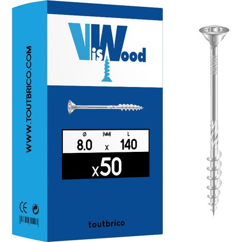 Vis Charpente Tete Fraisee Zinguee Torx 8/140 Bte 50 Viswood (1/2)