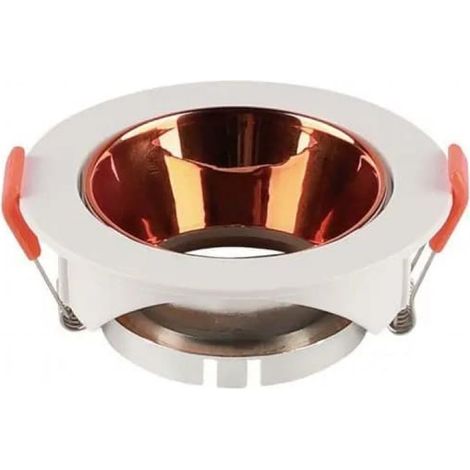 Foco LED empotrable redondo V-TAC GU10, cuerpo blanco, reflector oro rosa