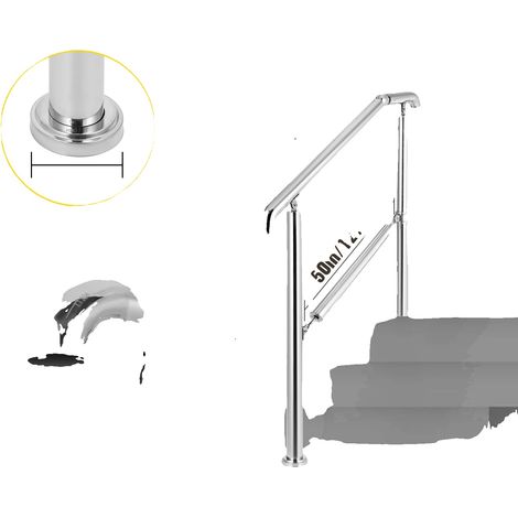 Edelstahl-Handlauf, 200 kg Tragfähigkeit, verstellbar, Silber 5 Schritte (1/2)
