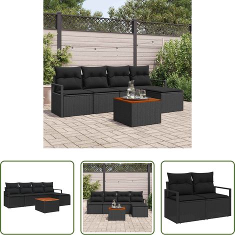 vidaXL Jardin - Ensemble de canapé de jardin avec stockage 6 pcs Noir polyrotin (1/5)