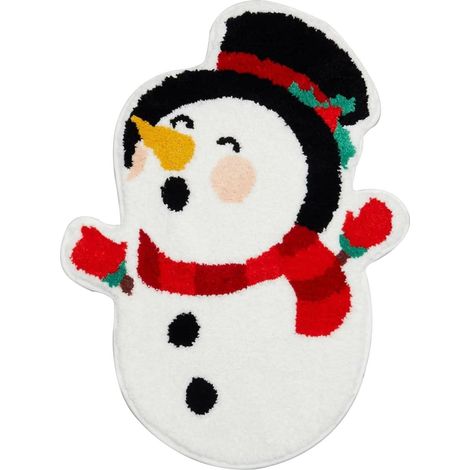 Tapis De Bain Noel - Motif Bonhomme De Neige - Anti-dérapant - Absorbant - Séchage Rapide - Pour Salle De Bain Cuisine Entrée - 1 Pièce (1/5)