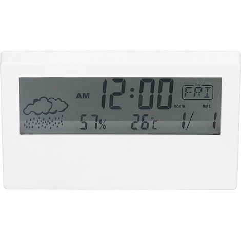 Réveil Numérique Transparent LCD avec Grand Écran, Alimenté par Piles, Multifonction pour Maison et Voyage, Blanc (1/5)