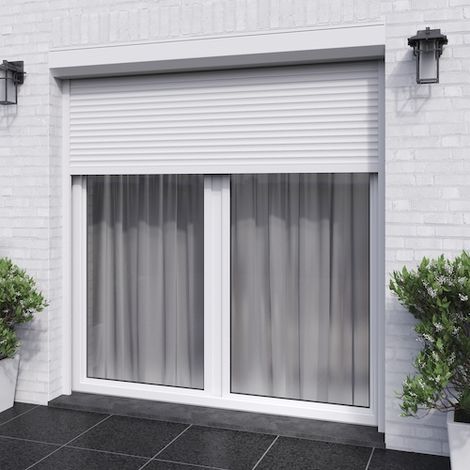 Volet Moustiquaire – Volet roulant électrique ALU H220 cm x L150 cm blanc – Motorisé radio-télécommandé – Isolation thermique et phonique – Fabrication française (1/2)