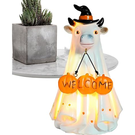 Fantôme D'Halloween Déco Résine LED Amusante Effrayante Mignonne Décoration de Jardin Fantôme Statue d'Halloween Pour Maison Maison Hantée Jardin Étagère Cheminée Fête (1/5)