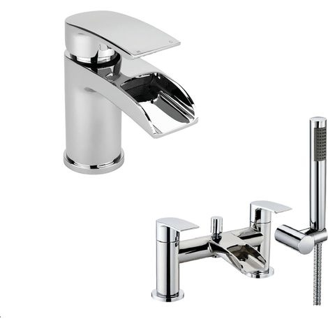Mono Basin Mixer Tap & Bath Shower Mixer Tap Set - Chrome