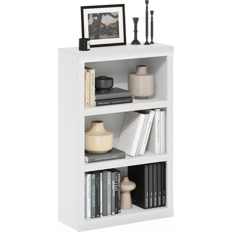 Étagère à Livres, bibliothèque à 3 Niveaux, bibliothèque avec étagère Ouverte, 25.6 x 62.5 x 99, pour Salon, Chambre, Bureau à Domicile, Blanc (1/5)