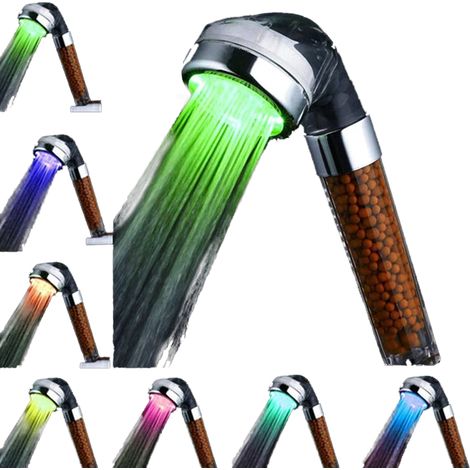 Pommeau de douche LED 7 couleurs, haute pression, économie d'eau, filtre adoucisseur (1/5)
