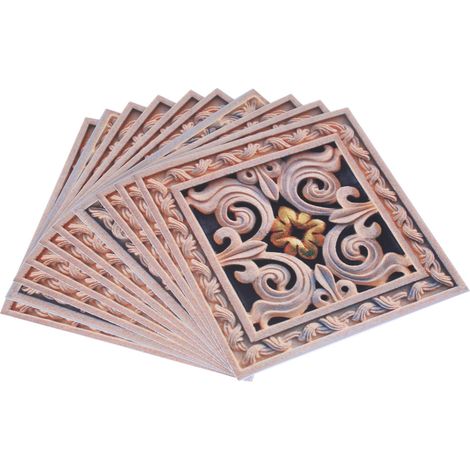 Lot de 10 autocollants PVC adhésifs pour carrelage sol mur déco maison 3D 12x12 cm 3 (1/4)