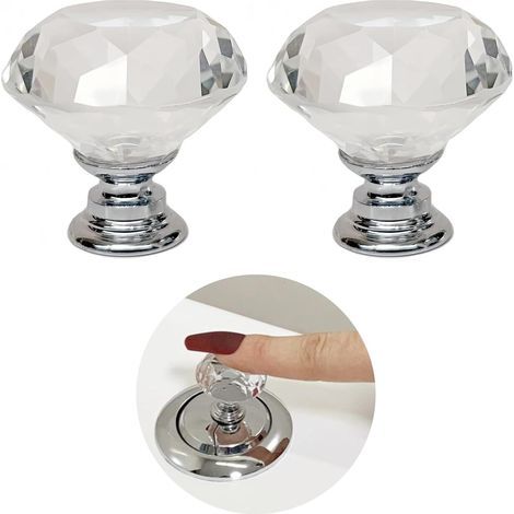 Set aus 2 rautenförmigen Kristall-Spülknöpfen, WC-Sitzdeckel-Hebemechanismus, Kristallfarbe (1/5)