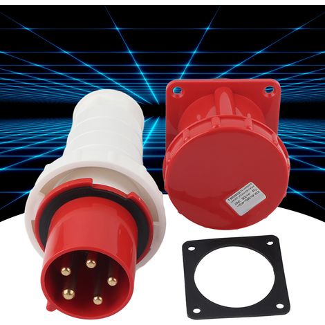 Industrielles Kabelkupplungsset mit industriellem Luftfahrtstecker + verdecktem Stecker, dreiphasigem wasserdichtem und regenfestem Stecker und Buchse, 380-415V 63A 3P+N+E 5-polig IP67. (1/5)