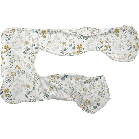 Fodera per cuscino di gravidanza BabyUniverse tipo U, 100% cotone - Fiori selvatici
