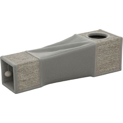 Tunnel per gatti da interno ludico 98 x 30 x 30 cm gioco e riposo ingressi design contemporaneo atmosfera accogliente in legno grigio 210007820