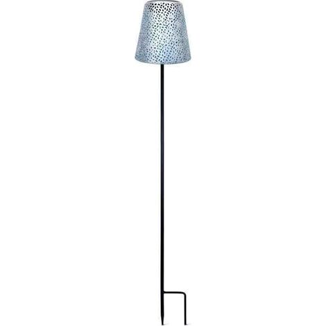 Solarleuchte - GARDEN ID Silber - Ø12 h70 cm - Autonomie 6-8h - Stabiliserender Fuß - Ein/Aus-Schalter - AAA-Batterie.
