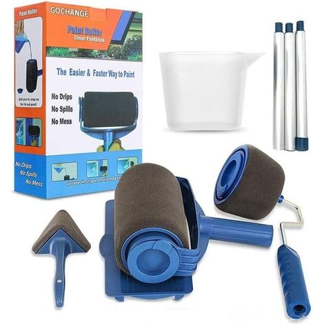 Kit de 8 rouleaux et pinceaux à peinture anti-goutte Pour décorer rapidement murs et plafonds, transformer votre pièce en quelques minutes (rénovation) (1/5)
