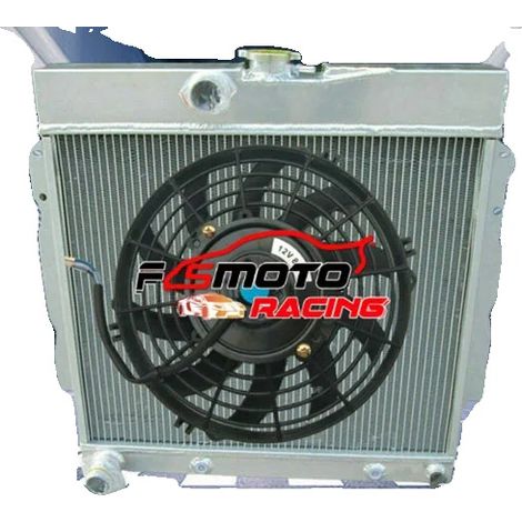 Radiador de aluminio, tamaño del núcleo 538 mm x 460 mm x 42 mm, tamaño total 654 mm x 600 mm x 146 mm, entrada/salida 38 mm, número de filas 2, compatible con Dodge Mopar 1963-1969. (1/5)