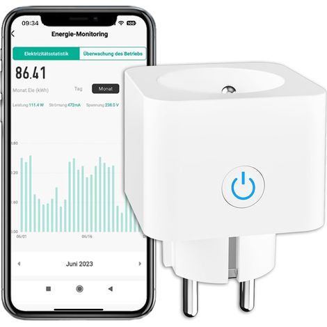 Prise Connecté WiFi(FR) 16A Suivi de Consommation Électrique Type E, Prise Intelligente compatible avec Google Home, Smart Life APP Contrôle, Horaires et Minuterie, Blanc (1/5)