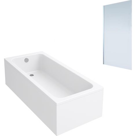 Bañera recta VILLEROY & BOCH Architectura acrílica 140 x 70 cm + Mampara de bañera izquierda AURYS Mist 1 cromada