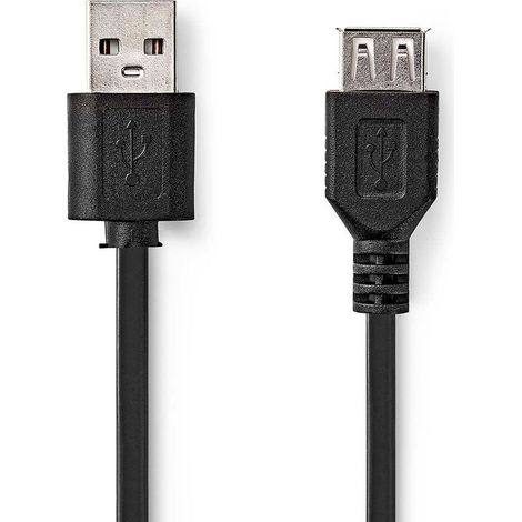 Cable usb usb 20 usb a male usb a femelle 480 mbps plaque nickel 020 m rond pvc noir boite (1/3)