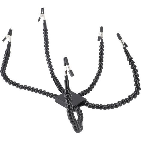 Poste de soudure mains auxiliaires antiglisse avec pinces rotatives 360° bras flexibles pour circuit imprimé bijoux réparation 6 morses 5 bras PC base (1/5)