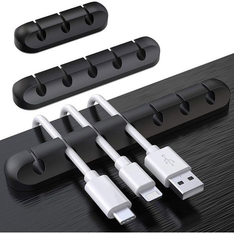 BelleRise - Clips Câble Organisateur Bureau, Lot de 3 Support de Câble, Organisateur de Cordon, Gestion des Cables, Câble Rangement pour USB (1/5)