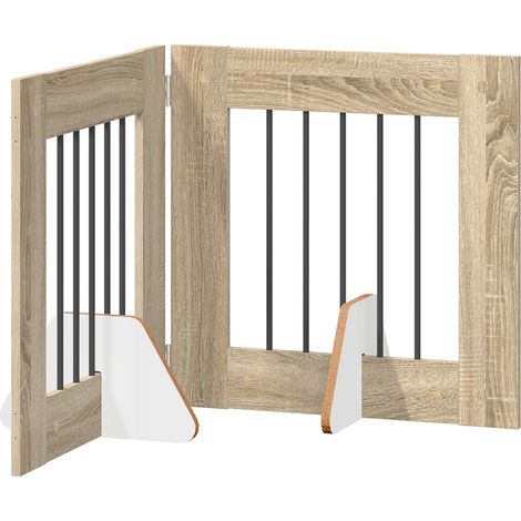 Klappbares Hundetor mit Ständern 2 Stk. Sonoma-Eiche 120,5 cm vidaXL