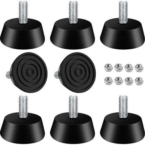 8 Pièces Pieds Réglables en Caoutchouc M6 × 32 mm, Antiderapants Antivibrations Tampon Caoutchouc M6 pour Meubles Chaises Tables Canapes (1/5)