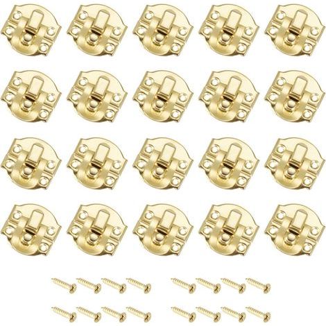 CCYKXA Toggle Catch Lock (21mm x 20mm) 20Pcs, Iron Hasp Latches - for Cabinets Boxes Suitcases, Gold (1/4)