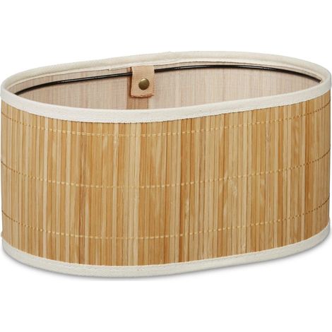 Corbeille à pain pliable style rustique maison de campagne 16,5 x 33,5 x 23,5 cm en bambou rouge