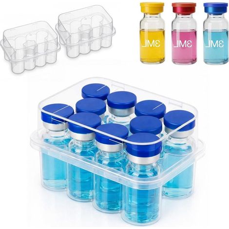Set of 2 transparent 10-compartment storage boxes for 1-2 ml bottles and refrigerator organization (1/5)