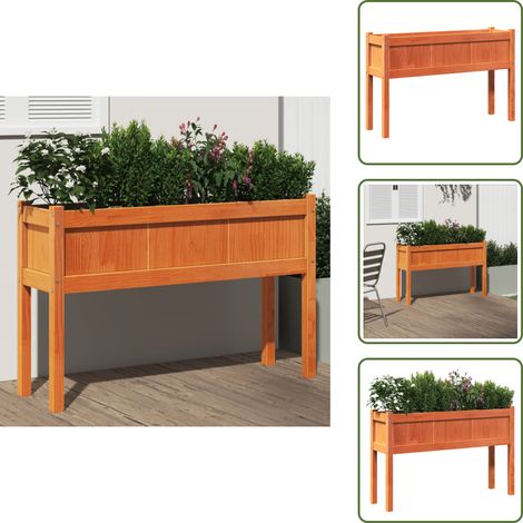 Fioriera in pino - vidaXL Fioriera Giardino Gambe Marrone Cera 110x31x70 cm Massello Pino - Fioriera esterna