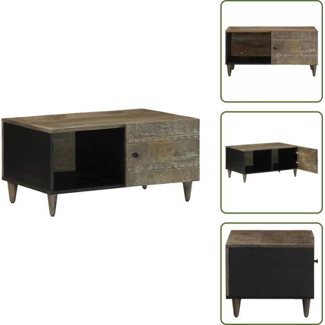 vidaXL Couchtisch Hellgrau 80x50x40 cm Massivholz Mango (1/5)