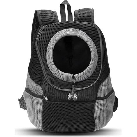 1 sac à dos pour animaux de compagnie, noir, petit, H34 cm L30 cm, homologué avion, avec ouverture ventilée et bretelles réglables (1/4)