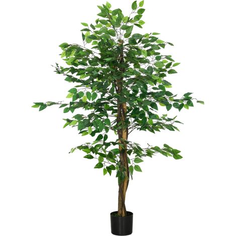 Ficus artificiel de 150 cm avec pot inclus, idéal pour apporter une touche naturelle et élégante à votre décoration intérieure sans aucun entretien. (1/5)