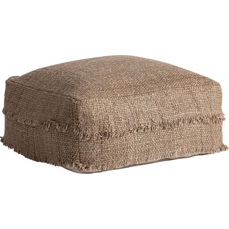 Pouf bohème en coton beige - beige et marron (1/3)
